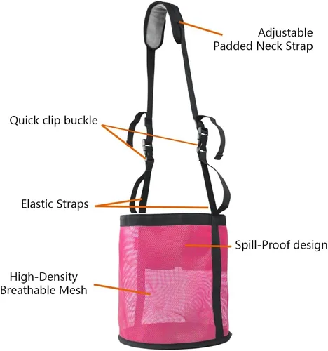 Vista 2 de Bolsa de alimentación para caballos, bolsa de alimentación de bozal resistente con correa ajustable, almohadilla cómoda para el cuello, almohadilla