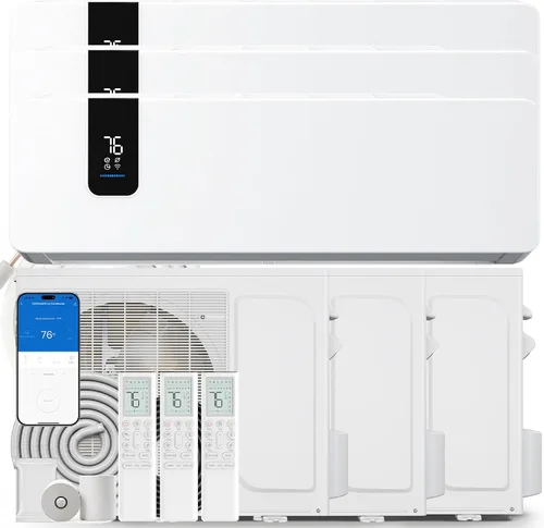 Vista 15 de YITAHOME 24000 BTU Mini Split AC/Heating System 20 SEER2 12000 BTU *2 Set
