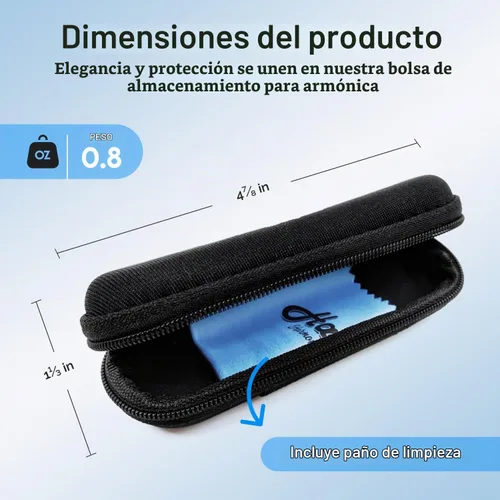 Vista 2 de Harmo nica Case Chromatic Harmonica - Funda negra con cremallera (10 agujeros diatónicos)