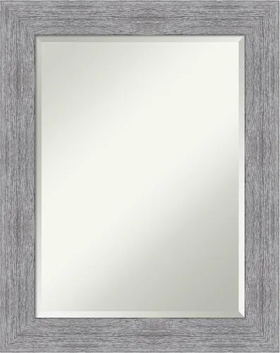 Vista 12 de Amanti Art Brown Wall Mirror 25x21 Bark Rustic Char Rectangle Bathroom Mirror for Wall Decor Living Room, Small Rustic Farmhouse Frame, Hangs