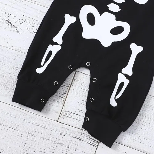 Vista 6 de Ropa de Halloween para bebé niño pequeño, disfraz de esqueleto con capucha