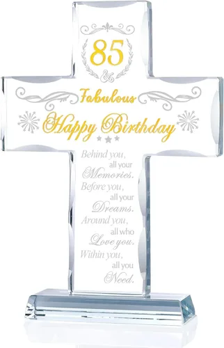 Vista 10 de Regalos de 40 cumpleaños para mujeres y hombres, soporte de cruz de vidrio grabado con 40 y fabulosos regalos religiosos para ella, ideas de regalos