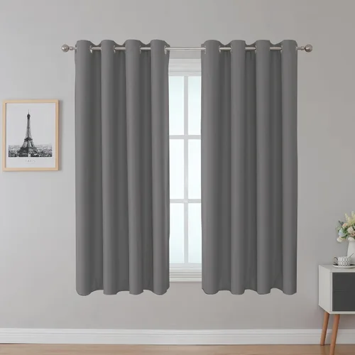 Vista 16 de Inherent Fire Retardant Blackout Curtains, Grommet Top, NFPA 701 Certified Flame Resistant Drape, FR Window Curtains for Classroom, 2 Panels, Black