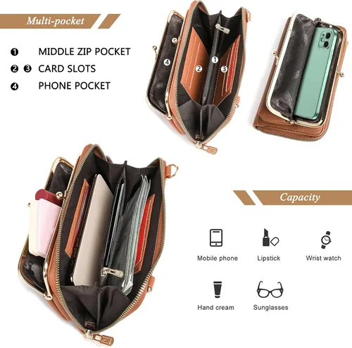 Vista 5 de Montana West Small Crossbody Cell Phone Purse for Women RFID Blocking Cellphone Wallet