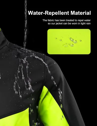 Vista 3 de INBIKE Chaqueta de ciclismo para hombre, chaqueta de ciclismo para correr, cortavientos reflectante, resistente al viento, forro polar para clima