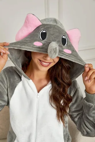 Vista 2 de Clarisbelle Disfraz de pijama de una pieza de animal dálmata con bolsillo para mujer