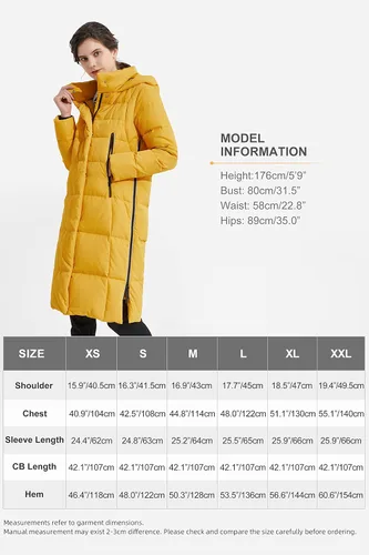 Vista 6 de Orolay Chaqueta de plumón grueso para mujer, abrigo largo de invierno con capucha