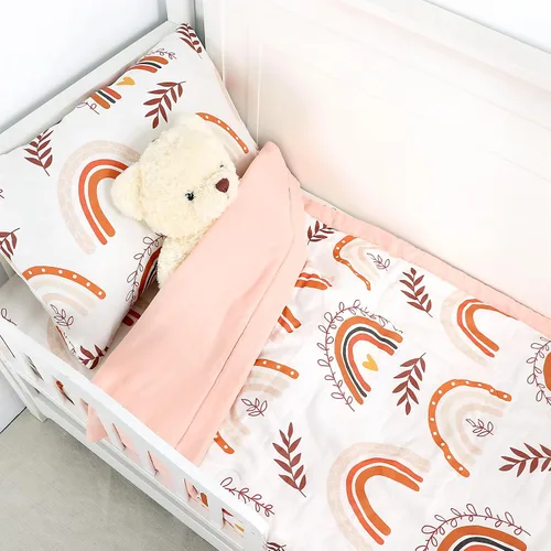 Vista 7 de Pea Pod Juego de ropa de cama de muselina para niños pequeños arcoíris de 3 piezas - Ropa de cama suave y transpirable para cuna con sábana