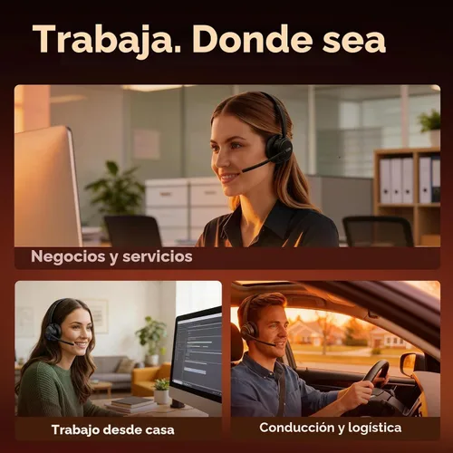 Vista 7 de Auriculares inalámbricos con micrófono para trabajo, auriculares Bluetooth