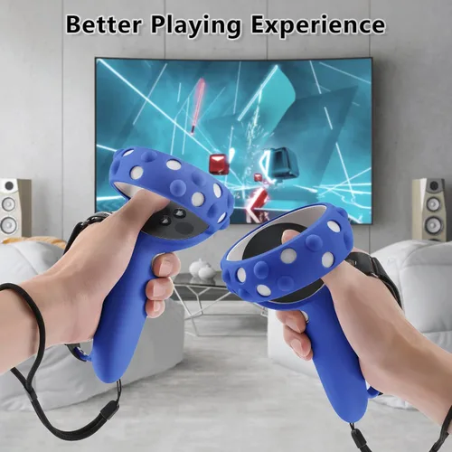 Vista 2 de for Oculus Quest 2 Accessories Silicone Face Cover VR Shell Cover Touch Controller Lengthening Grip Cover with Battery Opening Adjustable with
