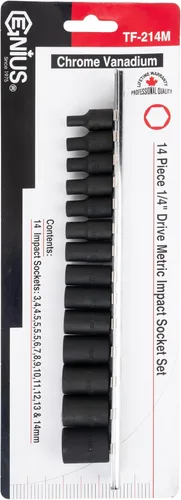 Vista 6 de Genius Tools TF-214M 14PC 1/4" Dr. Juego de llaves de impacto métricas