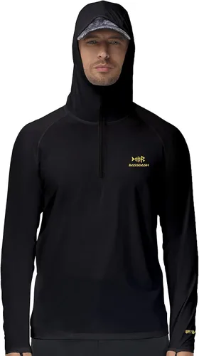 Vista 6 de BASSDASH Sudadera con capucha de pesca con cremallera UPF 50+ 14 para hombre, secado rápido, manga larga, protección solar FS24M