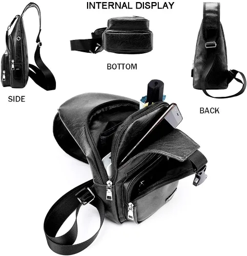 Vista 2 de JUMO CYLY Bolso bandolera de cuero para hombre con bolsa impermeable para hombre