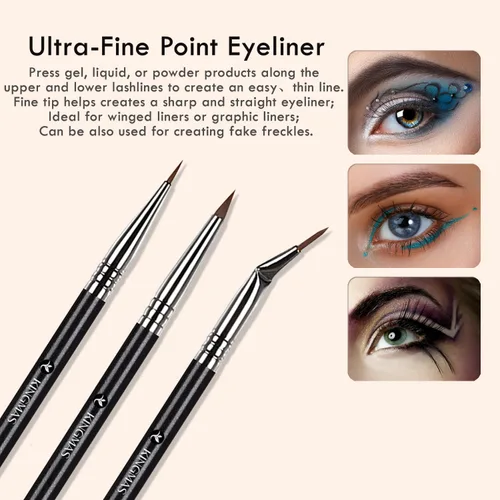 Vista 3 de KINGMAS Juego de 7 brochas delineadoras de ojos, pinceles de gel plano en ángulo, brocha de delineador ultra fina, pinceles delineadores de ojos