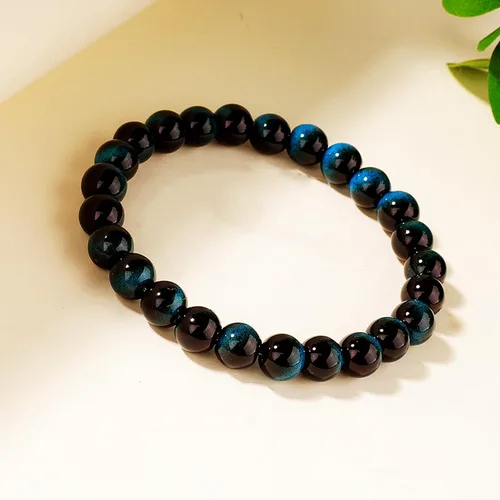 Vista 42 de Pulseras de triple protección con piedra de ojo de tigre de obsidiana negra con hematita para hombres y mujeres, pulsera de piedra curativa