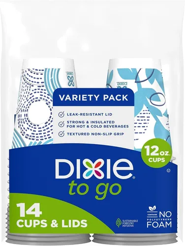 Vista 9 de Dixie To Go Vasos de papel desechables con tapa resistente a fugas, 12 onzas, 60