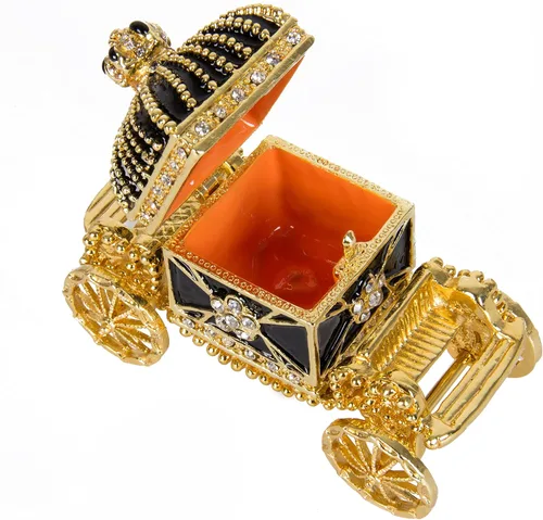 Vista 3 de QIFU Pintado a mano esmaltado Royal Carriage Bisagra Joyería Caja de baratija, regalo único decoración del hogar (dorado)