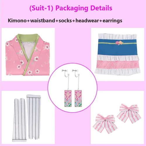 Vista 5 de UZAIN Nuevo Demon Kamado Tanjirou Cosplay Disfraz Anime Mitsuri Cosplay Kimono Traje Conjunto Completo Halloween Para Adultos