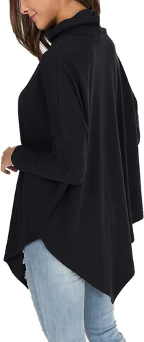 Vista 4 de levaca Suéter largo otoñal casual para mujer de mangas largas abierto a los costados, sin botones, estilo túnica
