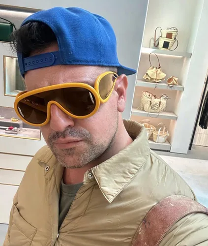 Vista 3 de Gafas de sol de moda con máscara ondulada para mujeres y hombres, gafas de sol de gran tamaño, estilo de diseñador de moda