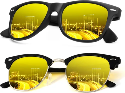 Vista 68 de KALIYADI Gafas de sol polarizadas para hombres y mujeres, marco semi sin montura, para conducir con bloqueo UV A01-(1 Pack) Tortuga Mate G15