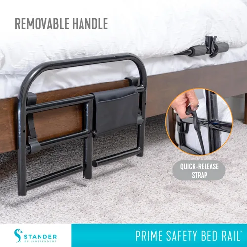 Vista 5 de Stander Riel de cama de seguridad Prime, mango bariátrico para adultos, personas mayores y ancianos, barandilla extraíble y asistencia de soporte