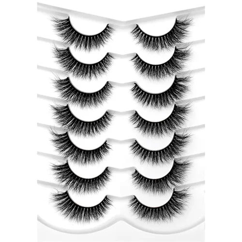 Vista 34 de Pooplunch - Pestañas postizas estilo ojo de gato, extensión de volumen 8D natural, finas, cortas, de visón sintético, tiras de pestañas postizas