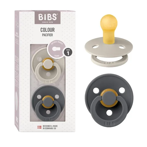Vista 14 de BIBS - Paquete de 2 chupetes para bebés, goma natural libre de bisfenol A, hechos en Dinamarca, colección Colour, para bebés de 18+ meses, azul bebé
