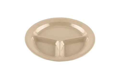 Vista 24 de G.E.T. CP-530-T Tan 9" 3-Compartment Plate, Break Resistant Dishwasher Safe Melamine Plastic, Supermel Collection (Pack of 12)