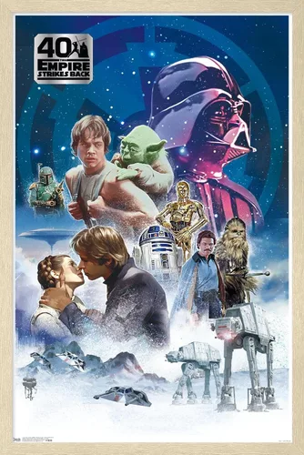 Vista 7 de Trends International Star Wars: The Empire Strikes Back 40th - Póster de pared clásico, 14.725 x 22.375 pulgadas, versión enmarcada de madera