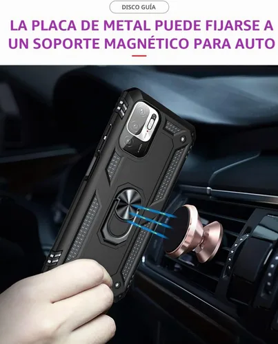 Vista 6 de Funda para Mi para Poco M3 Pro/para Redmi Note 10T 5G con protector de pantalla de vidrio templado, [grado militar] Soporte de anillo magnético