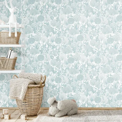 Vista 11 de RoomMates RMK12075RL Sea Blue Forest Friends - Papel tapiz para guardería, rollo