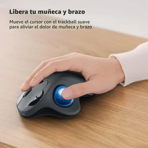 Vista 2 de Nulea M501 Ratón Trackball Inalámbrico, Ergonómico Recargable, Control Fácil con el Pulgar, Seguimiento Preciso y Suave, Conexión de 3 Dispositivos