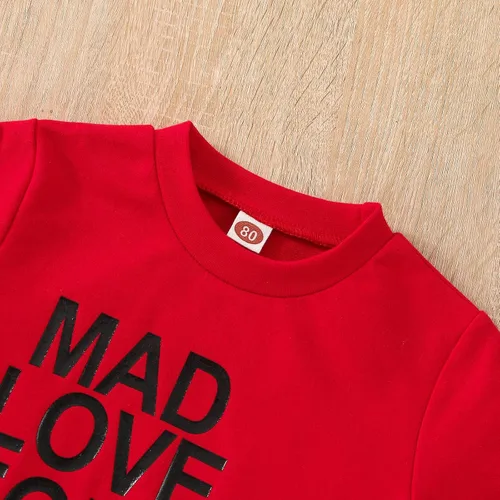 Vista 170 de Traje de San Valentín para bebé, niña, niño, traje de San Valentín, sudadera de manga larga con estampado de corazón