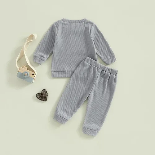 Vista 3 de Toddler Baby Boy Halloween Outfit Hello Pumpkin Sweatshirt Pullover Tops Pants Fall Winter Clothes Set
