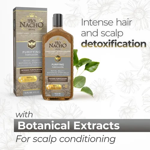 Vista 4 de Tio Nacho Set de champú y acondicionador, champú aclarador natural con jalea real y manzanilla + acondicionador purificador con células madre