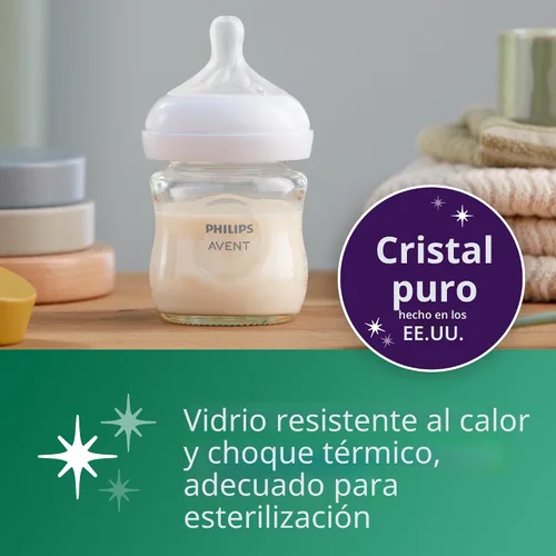 Vista 3 de Philips Avent Biberones de vidrio natural, flujo lento, 4 onzas, sin BPA