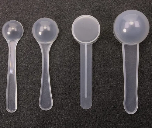 Vista 4 de ONLYKXY 4 cucharas medidoras de plástico transparente de mango largo, cucharas de leche en polvo, cucharas de cucharas de cocina