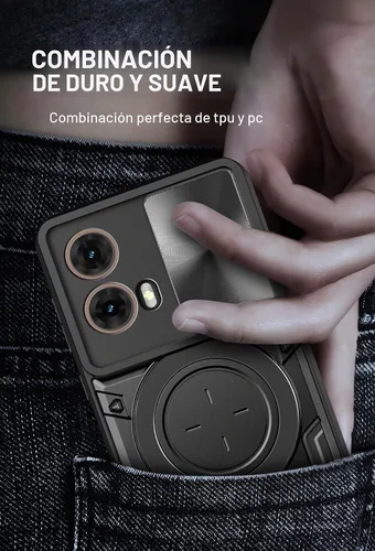 Vista 3 de Funda para teléfono Motorola Moto G85 5G con protector de pantalla de vidrio, cubierta protectora de cámara deslizante integrada, funda protectora