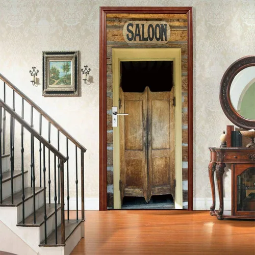 Vista 40 de Adhesivos 3D para puerta, murales para despegar y pegar, puerta de madera, papel tapiz autoadhesivo, extraíble, PVC, impermeable, póster para Puerta