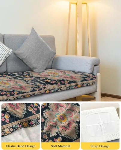 Vista 4 de Fundas de cojín elásticas multicolor para sofá, seccional, individual, en forma de T, funda para muebles con parte inferior elástica, estampado