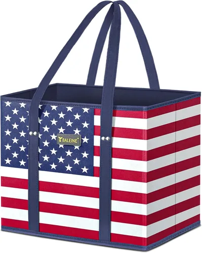 Vista 47 de BALEINE 1 paquete de bolsas reutilizables para comestibles, bolsas de compras plegables para comestibles con parte inferior reforzada y asas Follaje