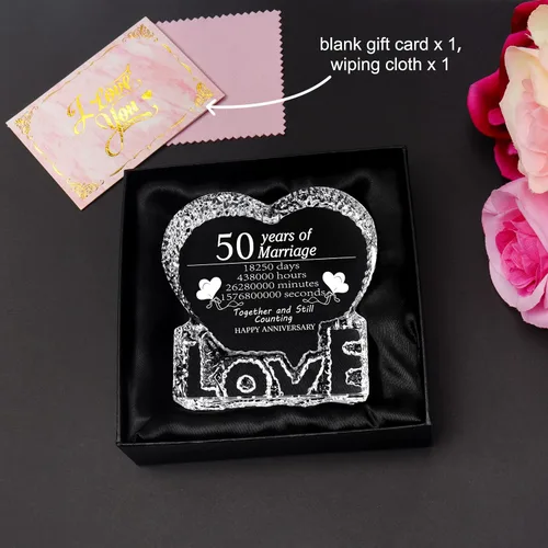Vista 2 de ZHSHWAT Regalos de cristal para aniversario de boda, 50 aniversario de boda, San Valentín, regalos de la madre para mujeres, hombres, mamá, papá