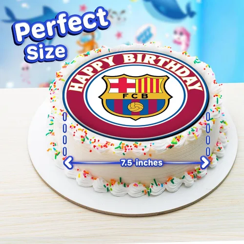 Vista 3 de 7.5 Barcelona Cake Topper – Decoración redonda comestible para tarta de cumpleaños, pastel de feliz cumpleaños