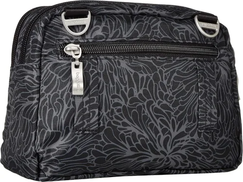 Vista 5 de Baggallini Bolso cruzado pequeño con triple cremallera para mujer, ligero, convertible, riñonera Estampado De Flor De Mediano
