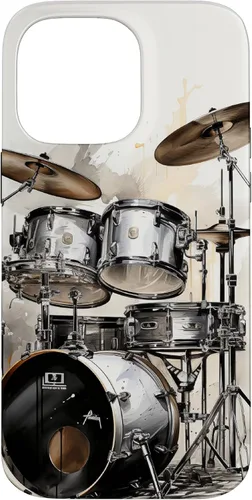 Vista 21 de Vintage Drum Set Drawing Funda para iPhone 17