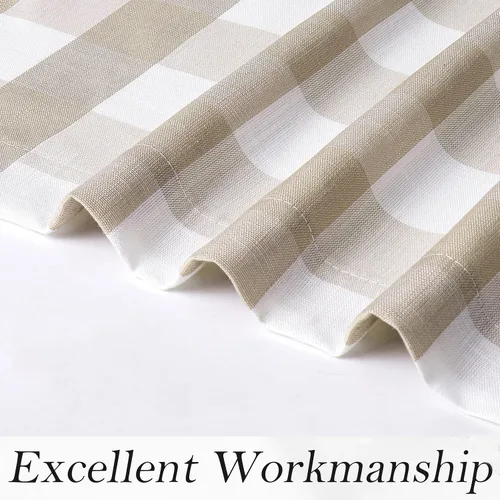 Vista 5 de Amzdecor Cortinas a cuadros con ojales de búfalo de 54 pulgadas de largo, cortinas texturizadas semitransparentes para sala de estar, dormitorio