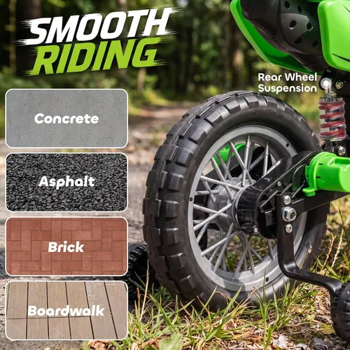 Vista 6 de Qaba Motocicleta eléctrica de 12 V para niños de 3 a 6 años, color verde