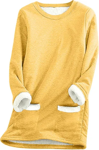 Vista 9 de Sudaderas de forro polar para mujer, de manga larga, cómodas, de felpa, cálidas, para invierno Negro