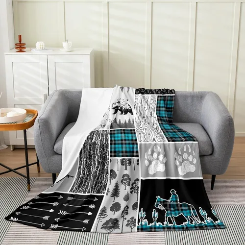 Vista 31 de Erosebridal Manta de franela de animales del bosque, 40 x 50 pulgadas, con temática de caza de osos, ciervos, lobos, manta de felpa mullida